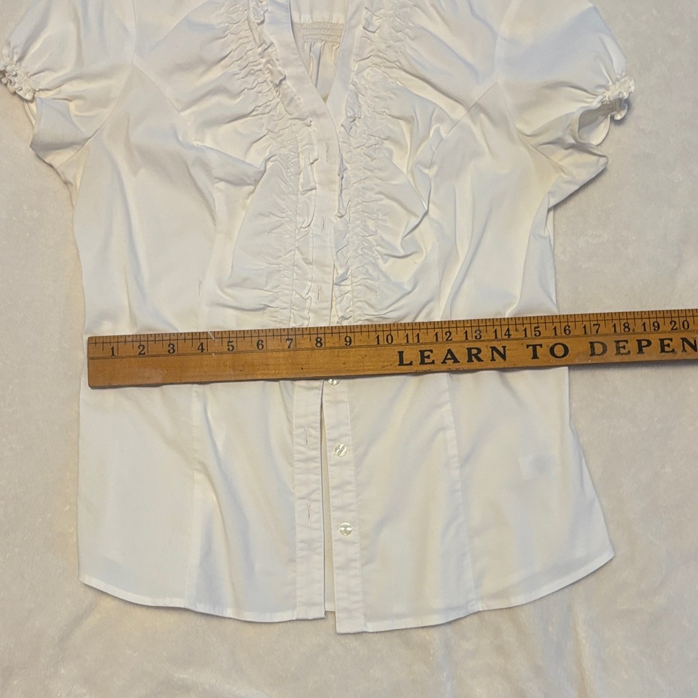 Express White Ruffled Blouse - stretch - Picture 4 of 7